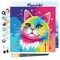 Figured'Art Mini Paint by Numbers Kit for Adults with Frame Cat Abstract Pop Art Small format 8"x8" - Craft Art Painting DIY Canvas Already Stretched on a Wooden Frame